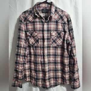 Windriver Red and Gray Plaid Button-Down Shirt, Size Large